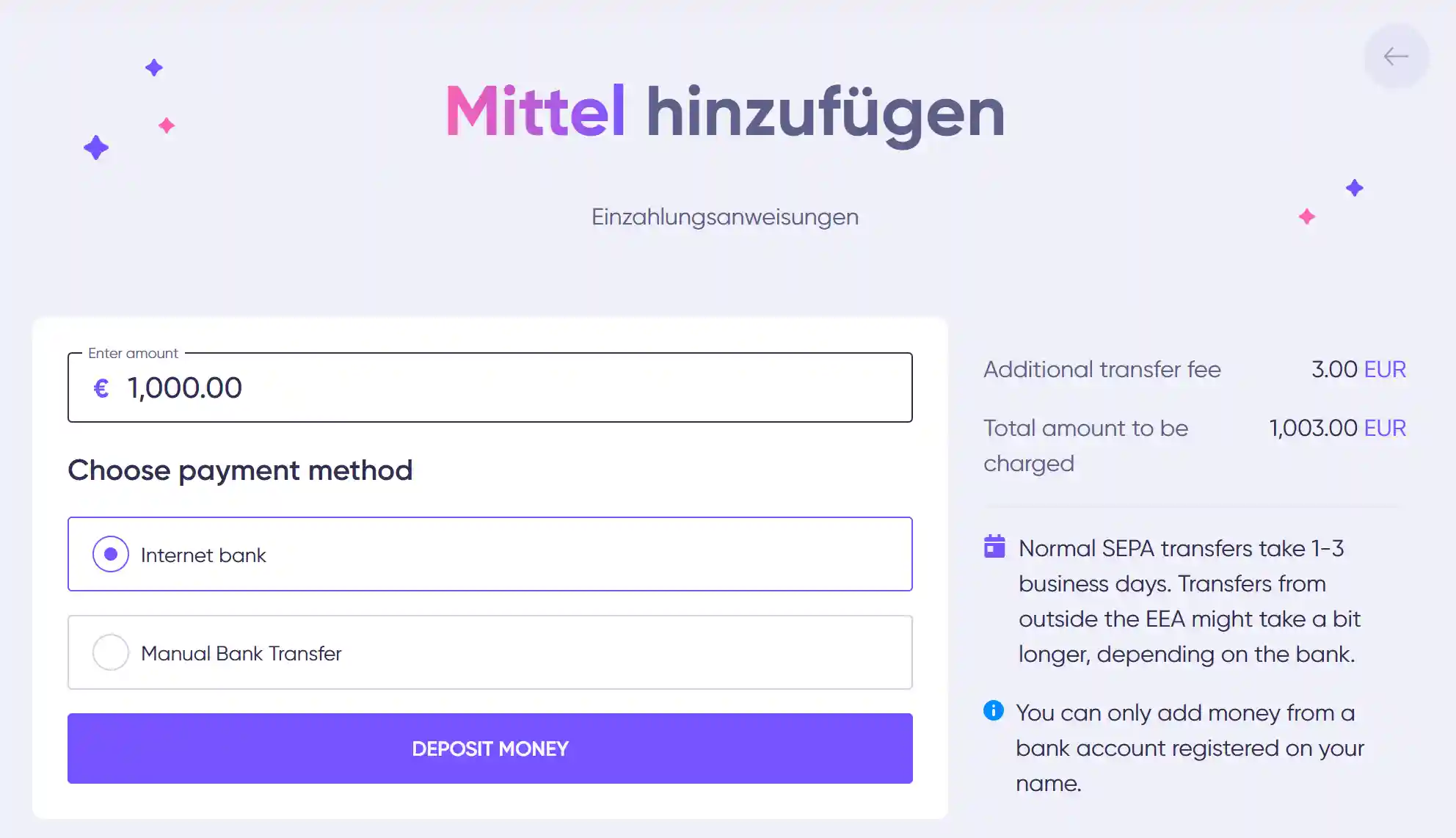 Debitum Einzahlung