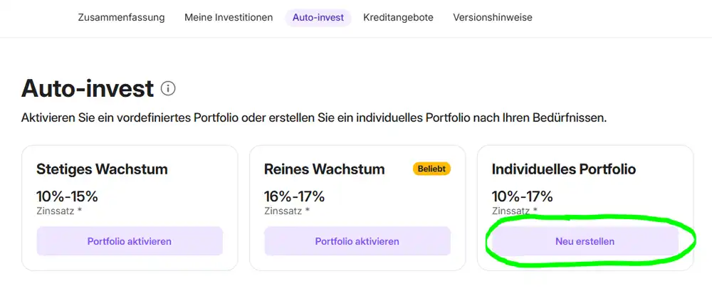 Individuellen Auto-Invest erstellen