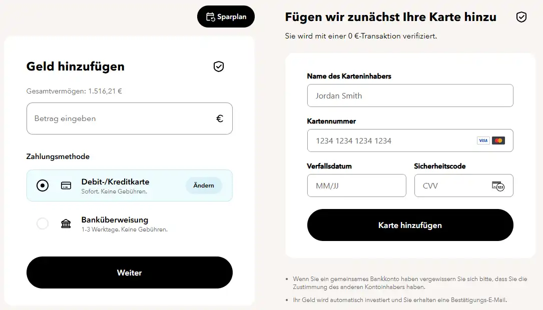 Einzahlung per Kreditkarte