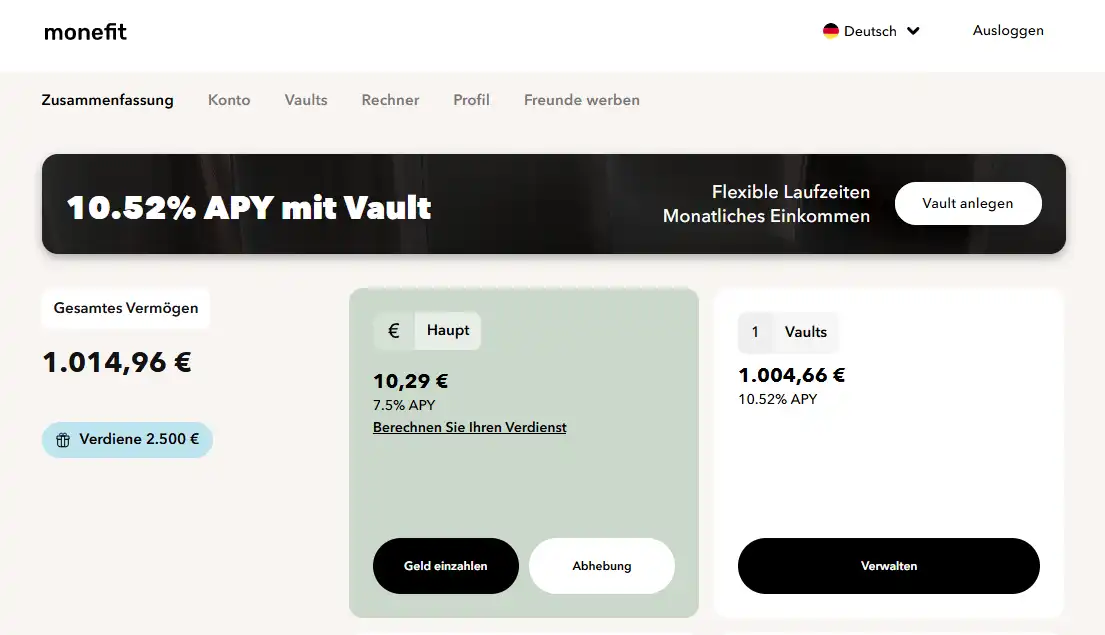 Monefit SmartSaver Dashboard
